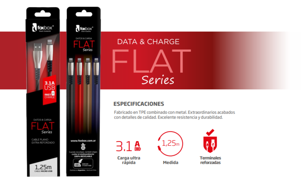 Cable Foxbox Flat Micro Rojo