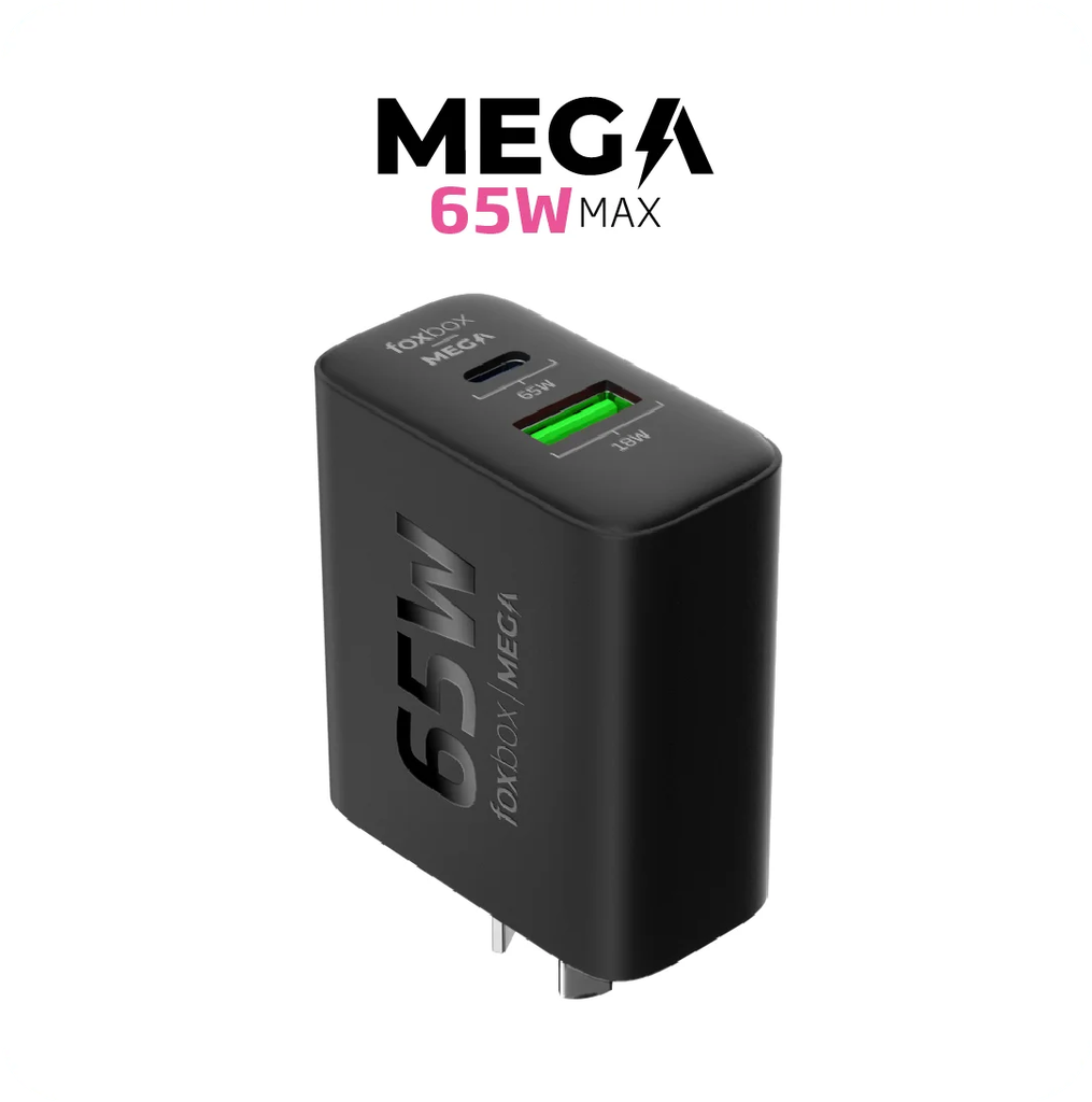 Cargador 65W Foxbox Mega Negro Con Cable