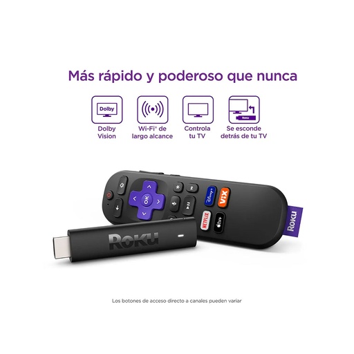 [RK-829610004891] Reproductor de Streaming Roku Stick 4K 3820Mx 1Gb